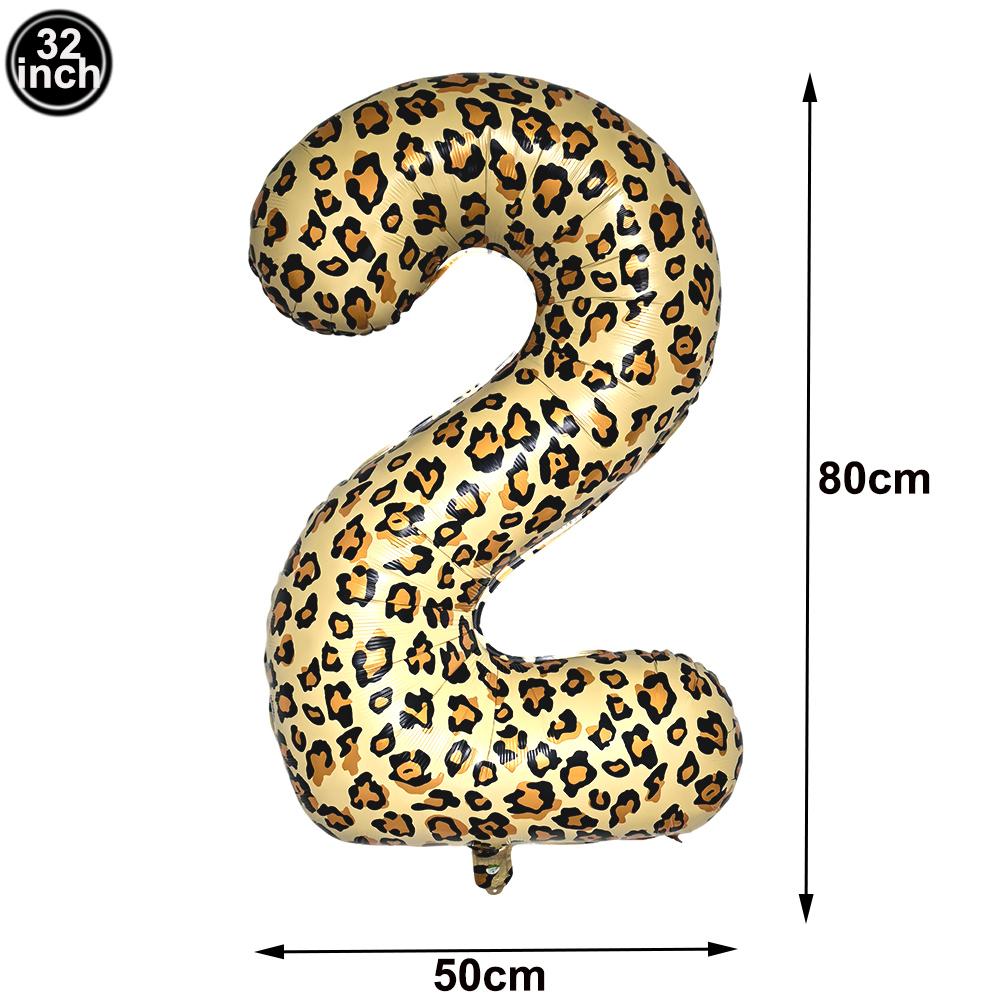 32Inch Leopard Print Number Balloon 0-9 Cheetah Print Foil Balloons for Wild One Safari Birthday Animal Print Party Decorations