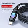 Плетеный USB-C кабель 100 Вт с быстрой зарядкой и цветным дышащим светом для Apple и Huawei 15/17