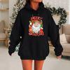 Женская рождественская толстовка с капюшоном с принтом Санта-Клауса, свободная, толстая, с длинными рукавами, эластичными манжетами и подолом, праздничная толстовка с капюшоном на шнурке и карманом