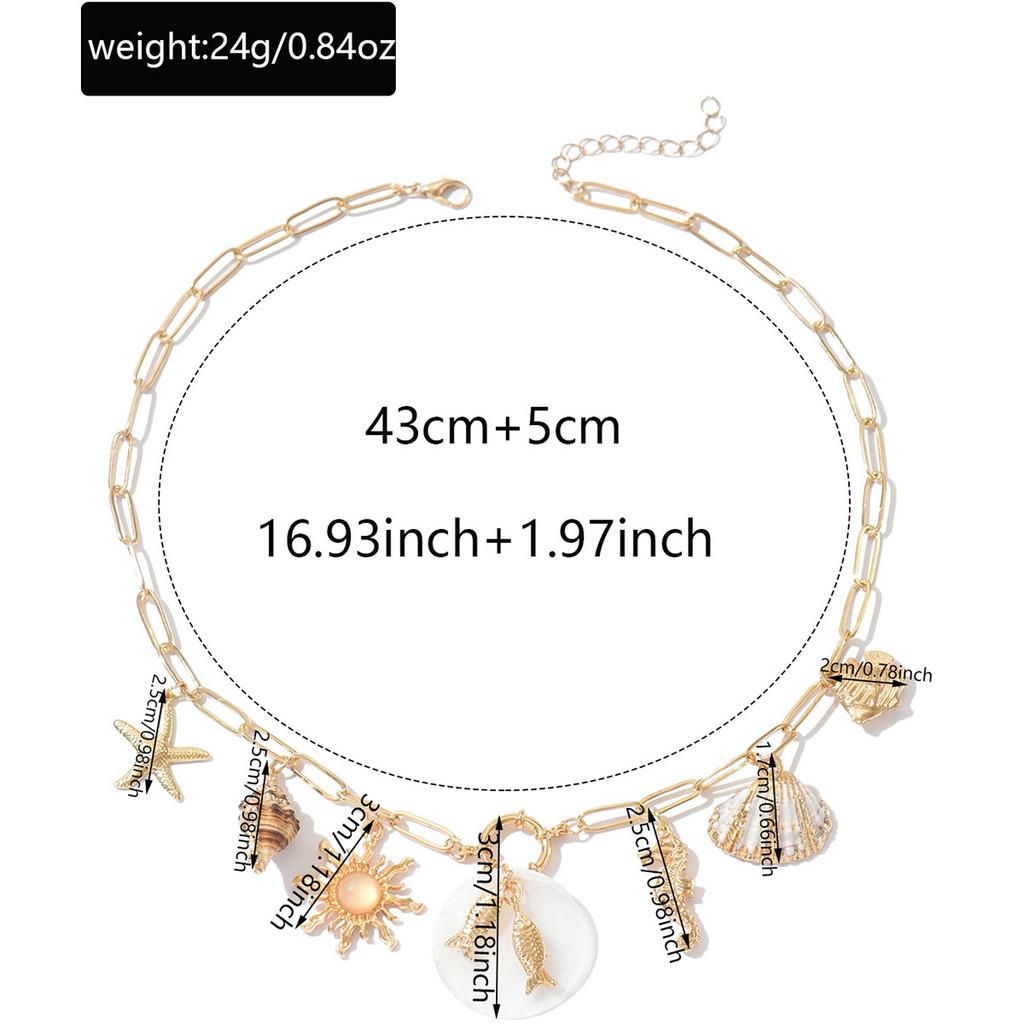 Ожерелье с кулоном-ракушкой с геометрическим дизайном для пляжной моды