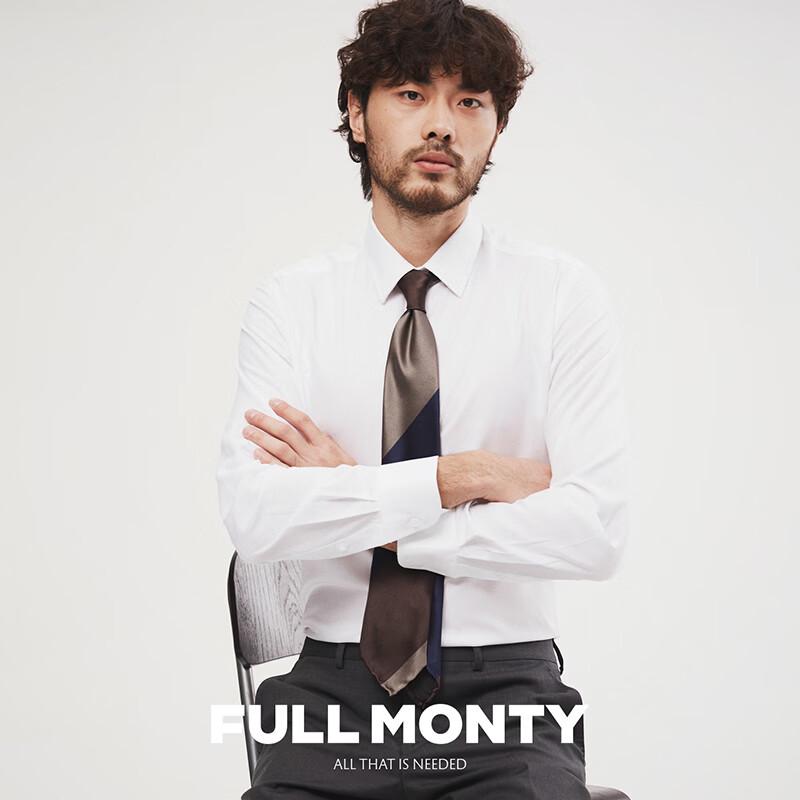 FULL MONTY Men's DP Wrinkle-Free Pure Cotton Business Formal Long Sleeve Shirt