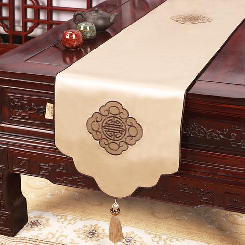 New Chinese Zen Embroidery Table Flag TV Cabinet Cover Cloth Tea Table Table Flag Shoe Cabinet Bed Tail Scarf Long Table Flag