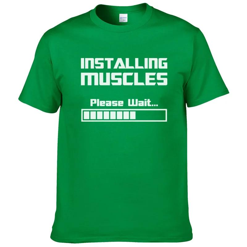 Summer Tshirts Installing Muscles Please Wait Loading Bar Funny Print T Shirt Unisex Cotton Short Sleeve Cool Tees #310