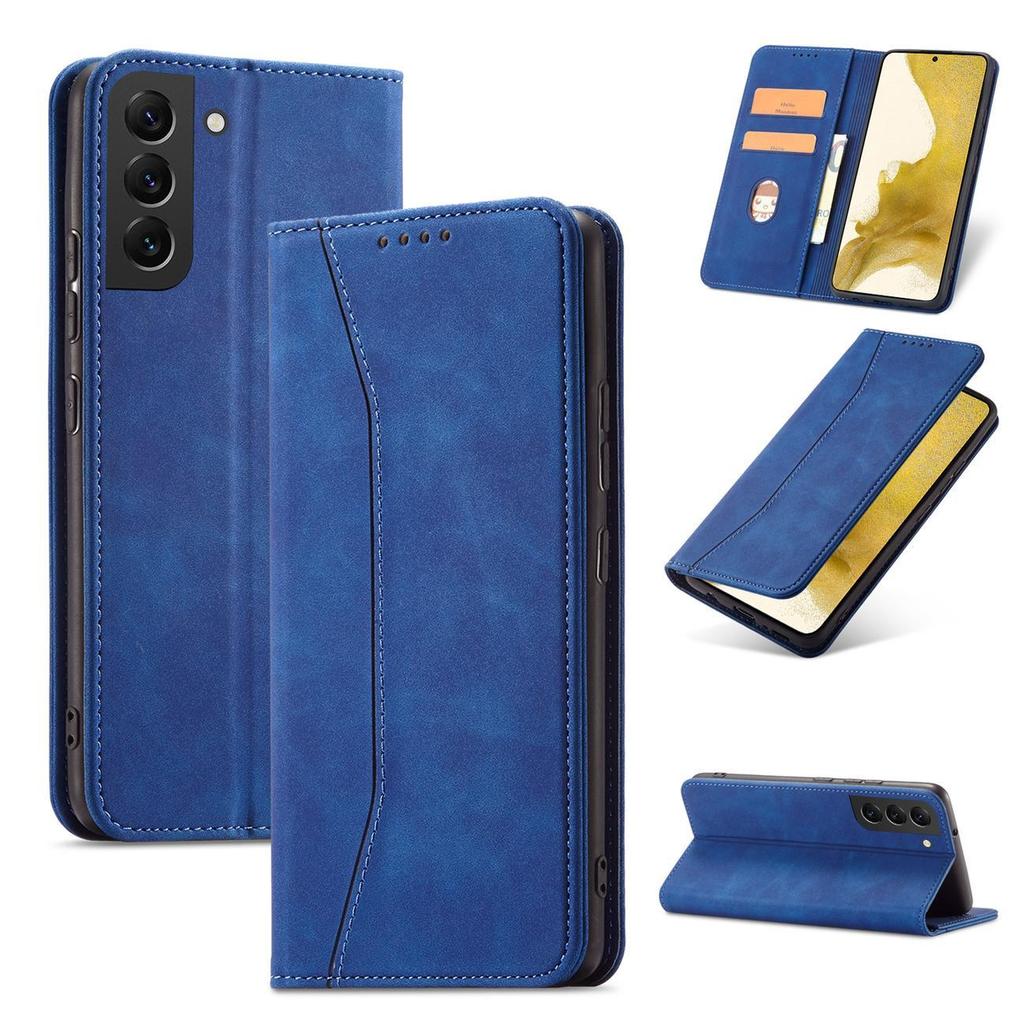 Premium Magnetic Wallet Case for Samsung Galaxy S23 Ultra - Blue Stand Flip Cover