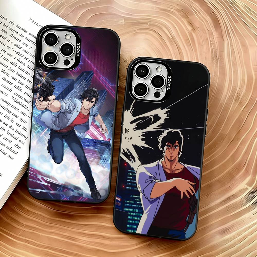 City Hunter Phone Case For iPhone 17,16,15,14,13,12,11 Plus,Pro Max,XS,Colored Silver Plated Inside Cover