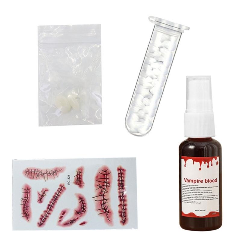 Realistic Vampires False Teeth Set With Blood Effect And Safe Dental Cosplay For Halloween Costume Accessories