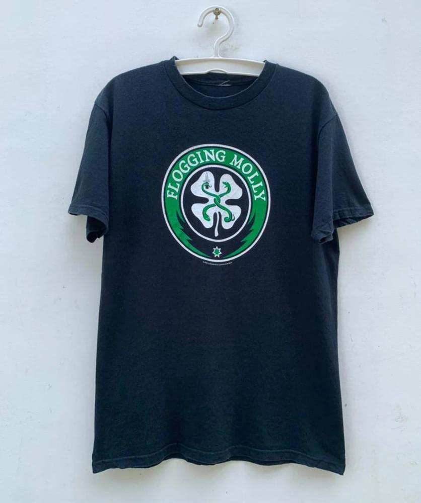 Редкая футболка Flogging Molly 2003 года Классическая черная Все размеры Унисекс