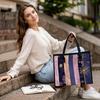 Boho Purple Gold Star Pattern Shoulder Bag Stylish Casual Daily Use Tote Bag for Ladies Fashionable Shopping Handbag