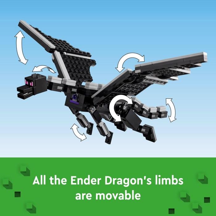 LEGO Конструктор Minecraft Дракон Края и Корабль Края с 2 мини-фигурками, игрушка-дракон, игровой набор для детей от 8 лет, 21264, Мультиколор