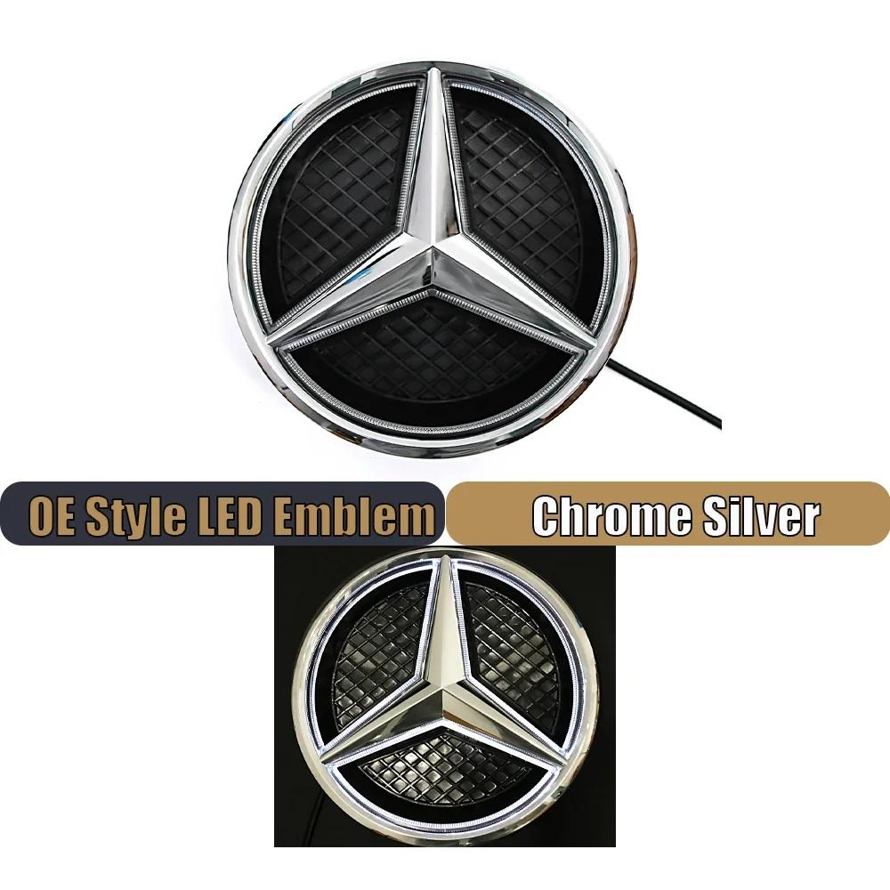 WXMDP1 C200 E200 For Mercedes Benz OE Style Chrome Silver Front Grill Emblem Fit For Mercedes Benz GLC GLE GLS-Class X166 X253 Chrome S