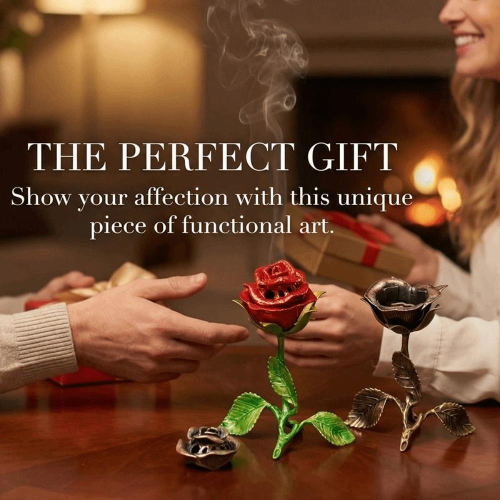 Handcrafted Metal Rose Burner Sturdy Aromatherapy Burner Rose Ornament Incense Holder Dining Room