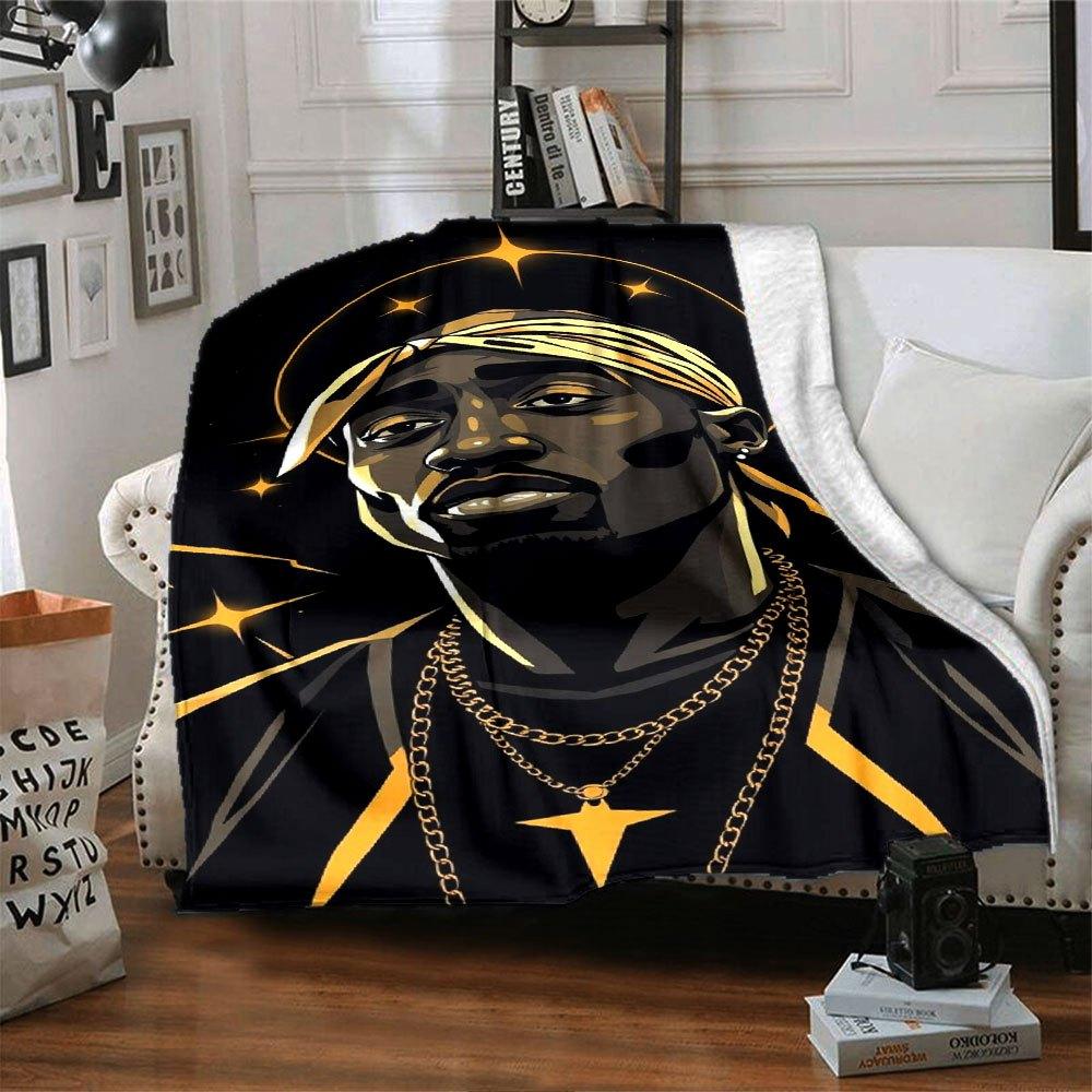 1 шт. Плед в стиле Hip Hop 2Pac, Мягкий, Легкий, Для всех сезонов, Многоцелевой плед для дивана, кровати, офиса и пикников, Французский стиль с культовыми обложками альбомов и цитатами