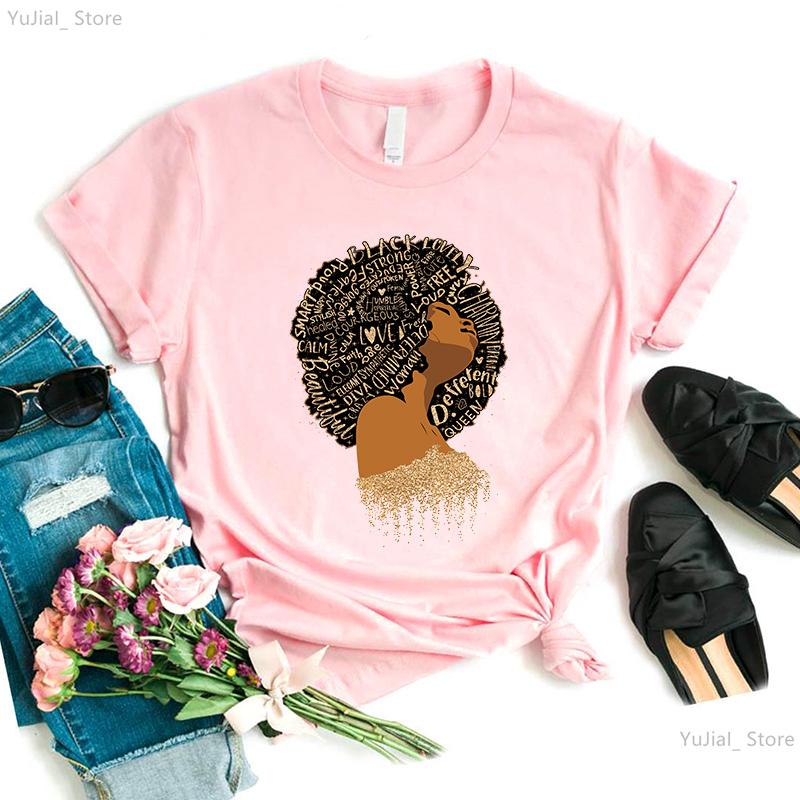 Винтажная черная женская футболка Pure African T Shirt Women Melanin Shirt Aesthetic Clothes Haut Femme Summer Tops White Female T-Shirt