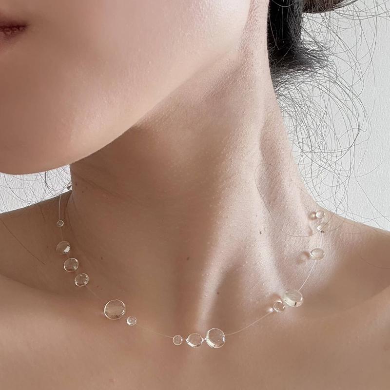 New Fashion Minimalist Transparent Crystal Dewdrop Earrings Niche High-End Unique And Versatile Clavicle Chain