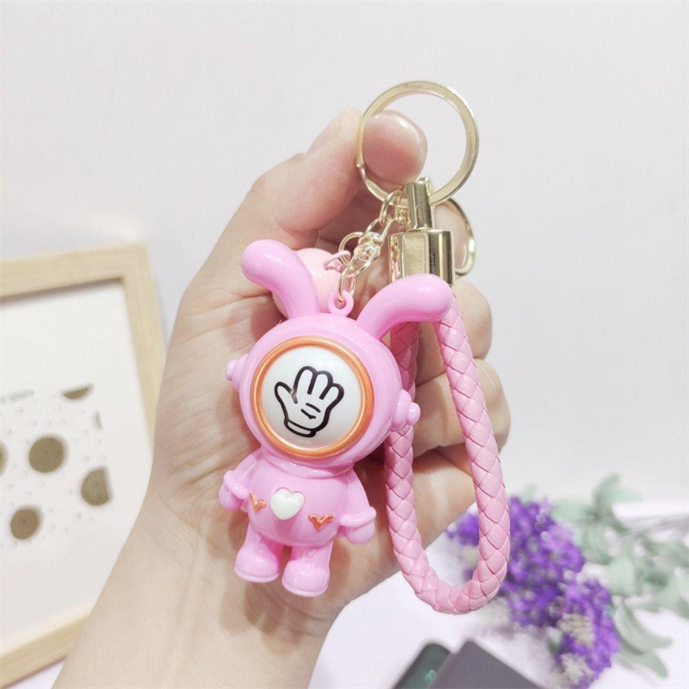 Funny Finger-guessing Game Keychain Creative Rabbit Pendant Face-changing Keyring  Backpack Decor