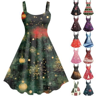 Женское повседневное и модное платье с принтом, сексуальное, на подтяжках, ретро, большое платье-качели