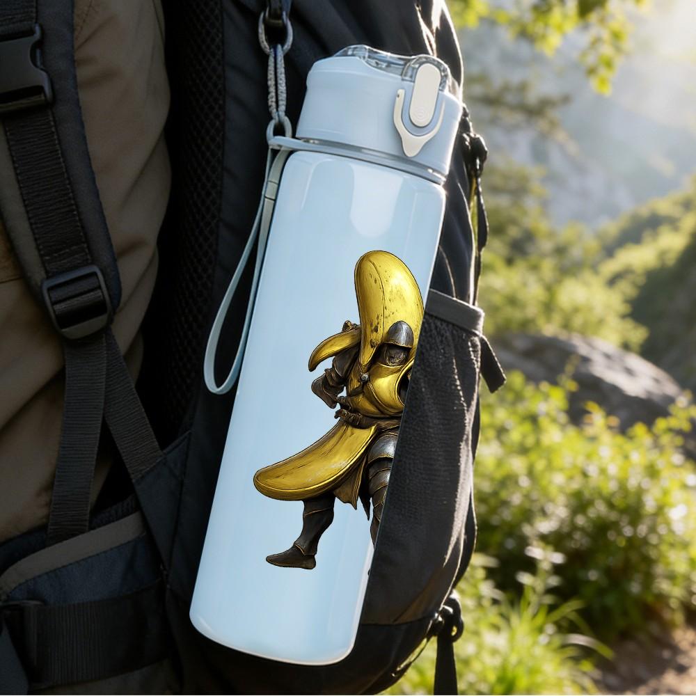 1PC Banana Warrior Character Art 750ml Color Plastic Sports Water Bottle Leakproof Flip Straw Lid Suitable for Sports Office Home Use