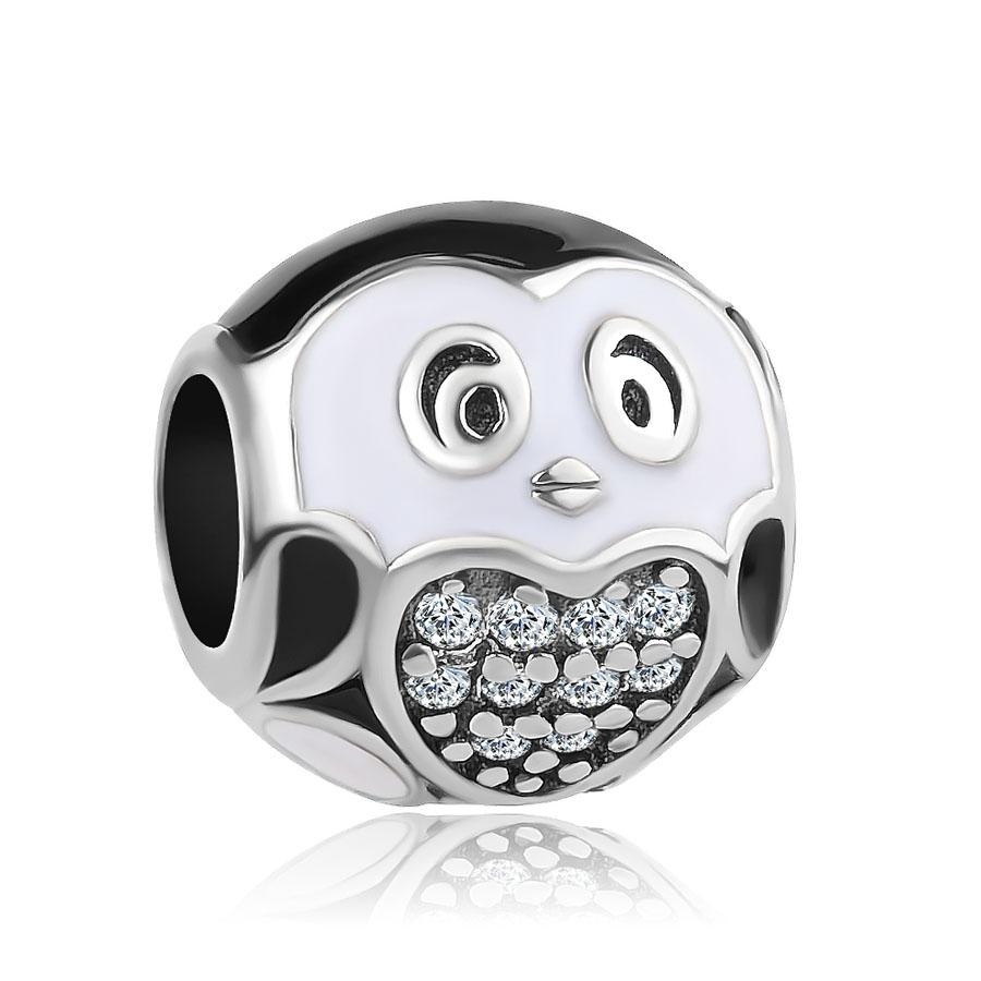 Новинка, 1 шт., стерлингового серебра 925 пробы, сова, пингвин, Lucky Cat, футбол, DIY бусины, подходят для браслета, оригинальные для женщин, F097