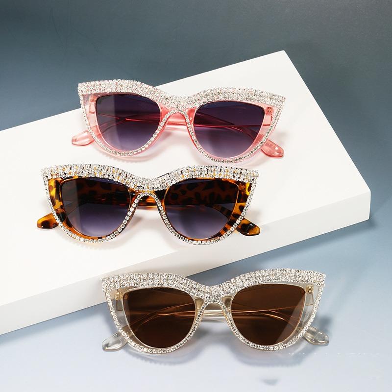 Женские солнцезащитные очки «Кошачий глаз» со стразами для уличного стиля и рейв-вечеринок