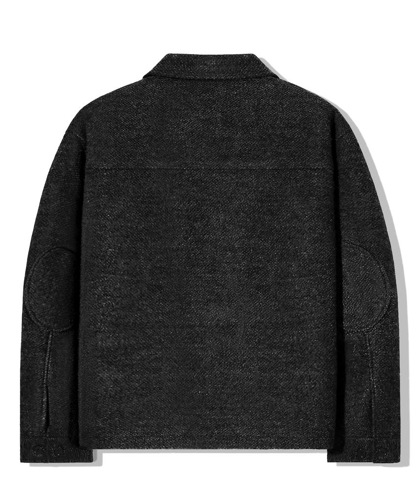 Куртка Trillion Wool с заплатами на локтях, двумя карманами и пуговицами_Черная