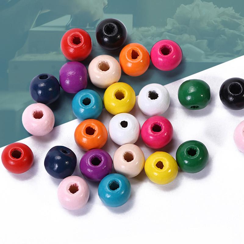 Разноцветные свободные круглые натуральные деревянные бусины для изготовления ювелирных изделий, детские погремушки, соска, фурнитура из бисера