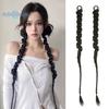 Women Music Festival Style Braid Wig Smooth Realistic Natural Elastic Hair Rope Soft Hairs Styling African Dirty Braid Long Ponytail Wig
