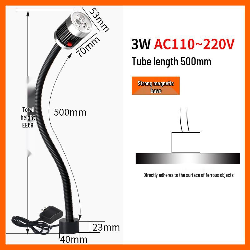 Magnetic LED Work Lights for CNC & Milling Machines, 220V/24V, Gooseneck Hose Design