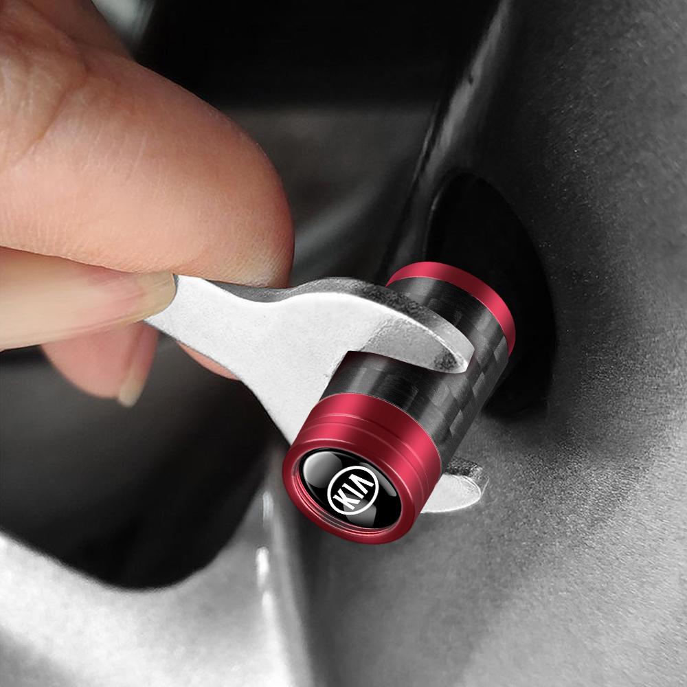 Carbon Fiber Car Wheel Tire Valve Caps Tyre Rim Stem Covers for KIA Sportage Ceed Sorento Cerato Optima Picanto Rio Soul Stonic