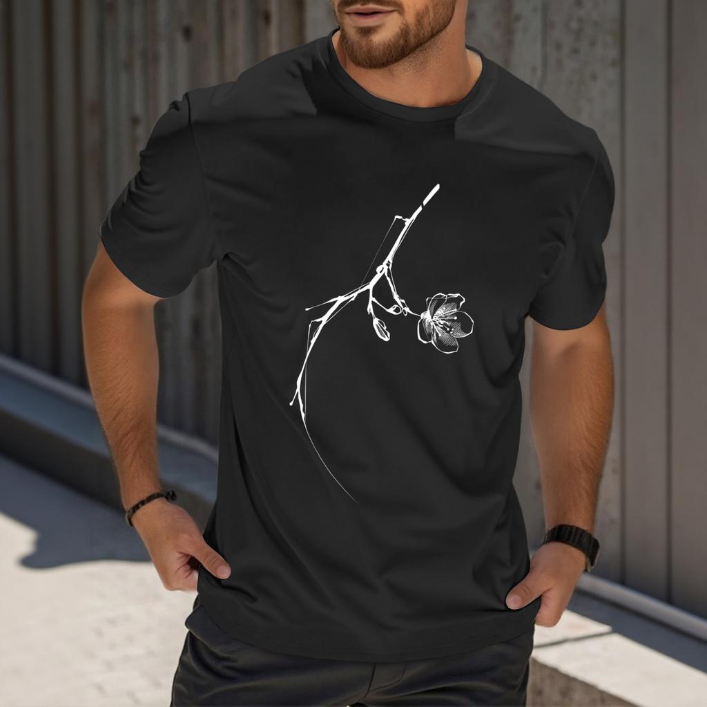 Мужская модная футболка с принтом, круглым вырезом, прямыми плечами и короткими рукавами