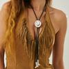Boot Pendant Ethnic Style Necklace Long PU Leather Necklace Cowboy Cap Pendant Necklace  Girls