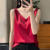 Summer Women's Silk Camisole Vest Slim V-neck Short Temperament Inner Blouse Top