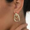 18k Gold Stainless Steel Retro Wrap-around Earrings, Simple Hollow Titanium Steel Design.