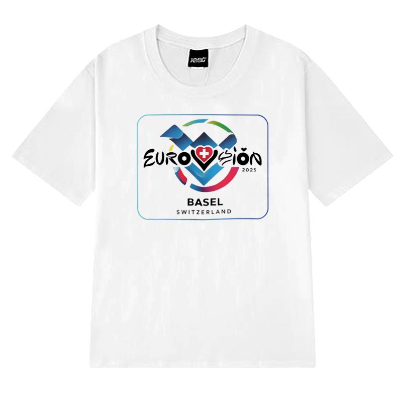 Eurovision Song 2025 Basel Switzerland short sleeve Tshirts Unisex Women Fashion Oversized clothing Unisex 100 Cotton T shirt Top