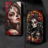 Катрина Красивая Девушка Роза Череп Мягкий Чехол для Телефона для Samsung Galaxy S26 S25 Edge S24 Ultra S23 Plus S22 S21 FE S20 Черный Чехол