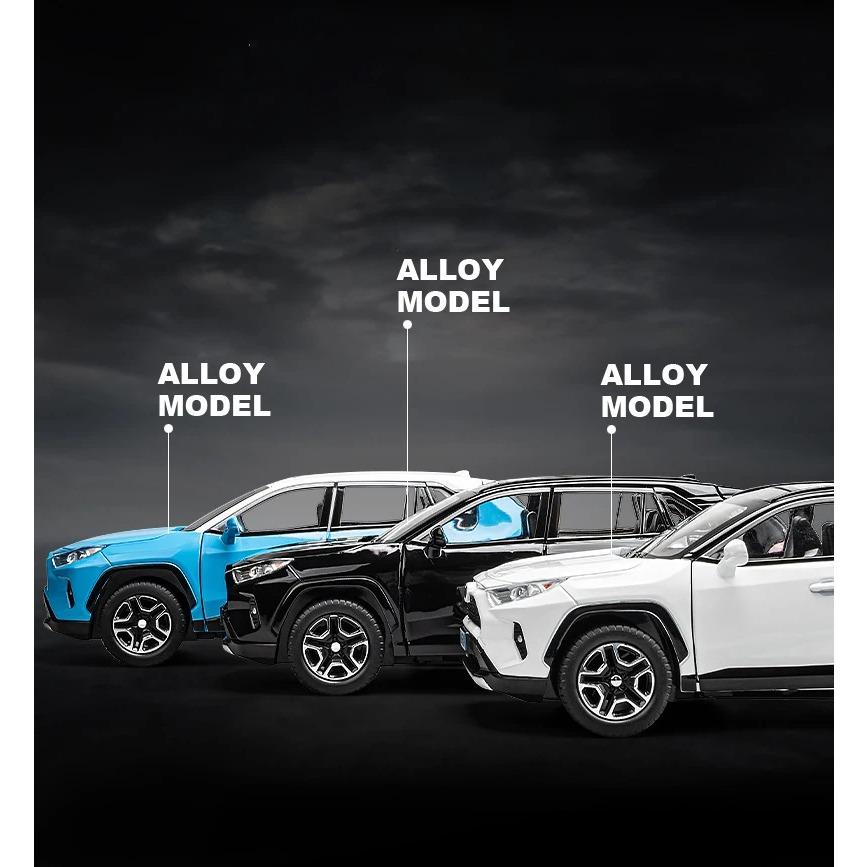 1/22 Toyota RAV4 SUV Alloy Cast Toy Car Model Sound and Light Pull Back Children's Toy Collectibles Birthday Gift