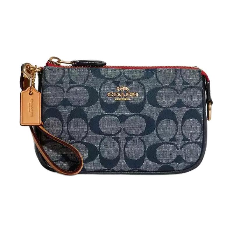 Coach Клатч Nolita 15 Металлический Логотип Шамбре Принт Пресбиопия По Всей Поверхности Фирменный Шамбре и Гладкая Кожа Маджонг Подмышечный Плечевой Маленький