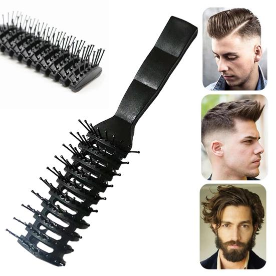 Men Vented Hair Brush Portable Anti-static Blow Drying Hairbrush Professional Hair Styling Detangling Comb with Ergonomic Handle