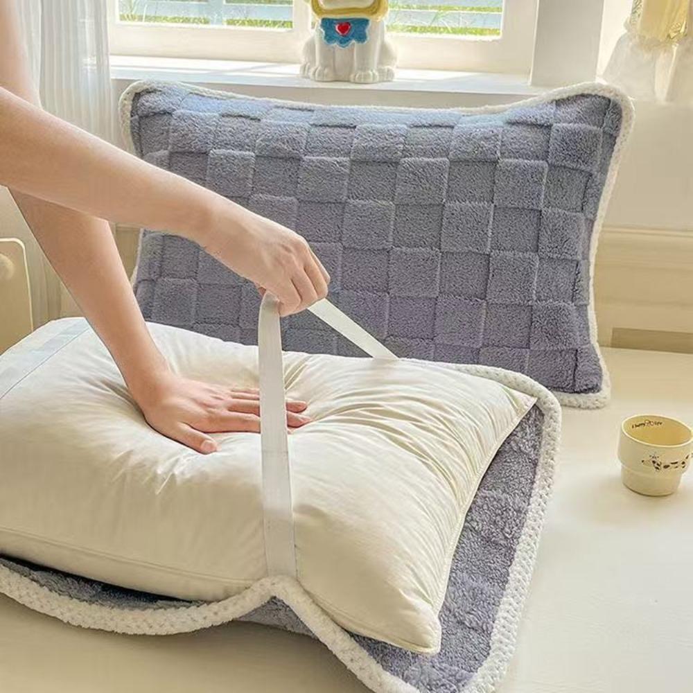 2 шт. Наволочка из кораллового флиса, плюшевая наволочка, прочные жаккардовые наволочки в клетку, зима