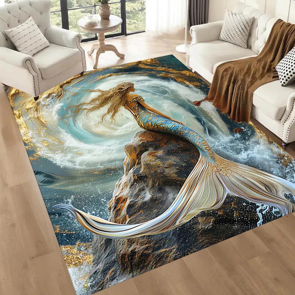 Mermaid's Underwater Adventure Floor Mats for Living Room, Bedroom and Room Decoration Are Suitable for Gifts.