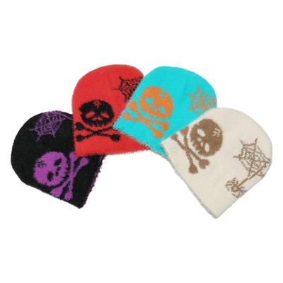 TEMU Теплые Холодные Шапки Мужские и Женские Черепа Паутина Плюшевые Норковые Вязаные Шапки Хэллоуин