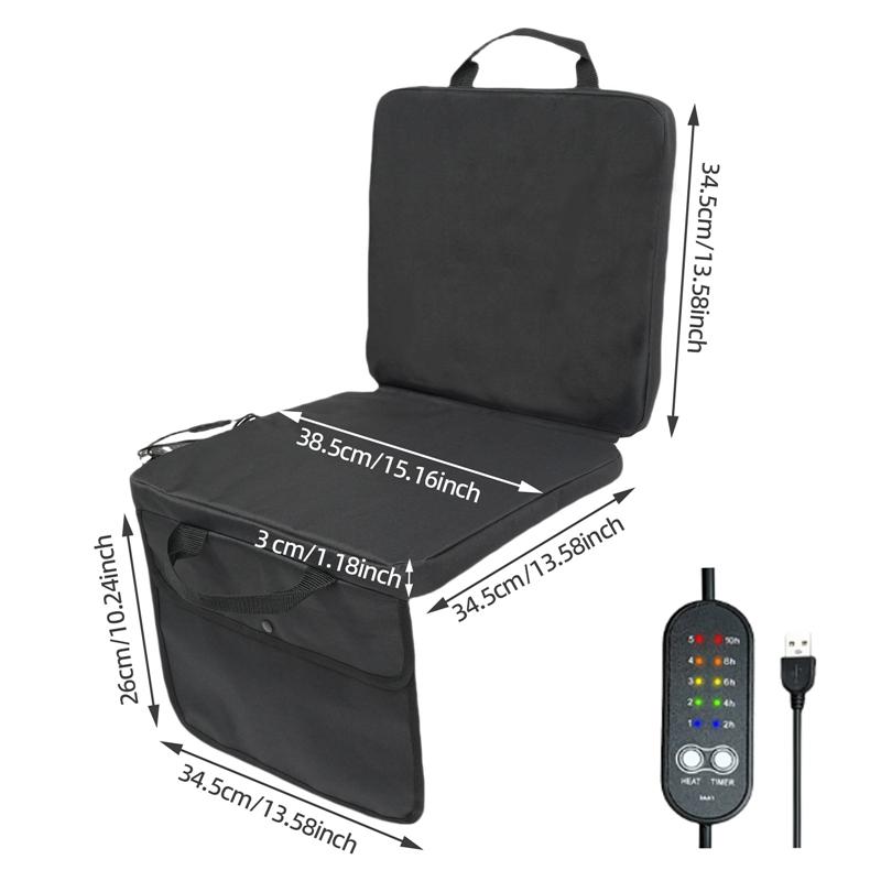 USB Электрическая Подушка для Сиденья с Подогревом, 5 Уровней Регулировки Температуры и 5-скоростным Таймером, Уличная Утолщенная Подушка с Подогревом для Кемпинга, Сиденье