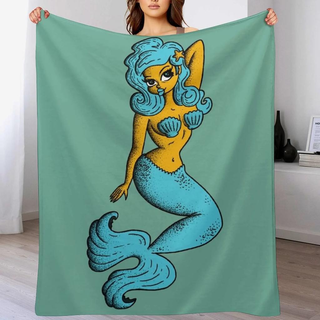 Mermaid Throw Blanket Fluffy Cozy Throw Blanket for Home Decor