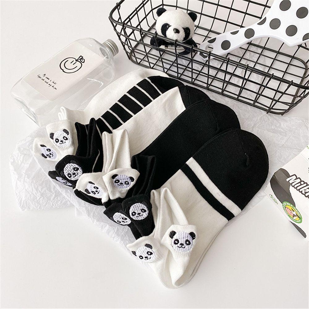 Female Shallow Mouth Girls Short Heel Socks Embroidery Panda Socks Women Cotton Socks Ankle Socks