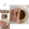 Stylish Minimalist Pearl Ring For Women Adjustable Copper Unique Geometric Design