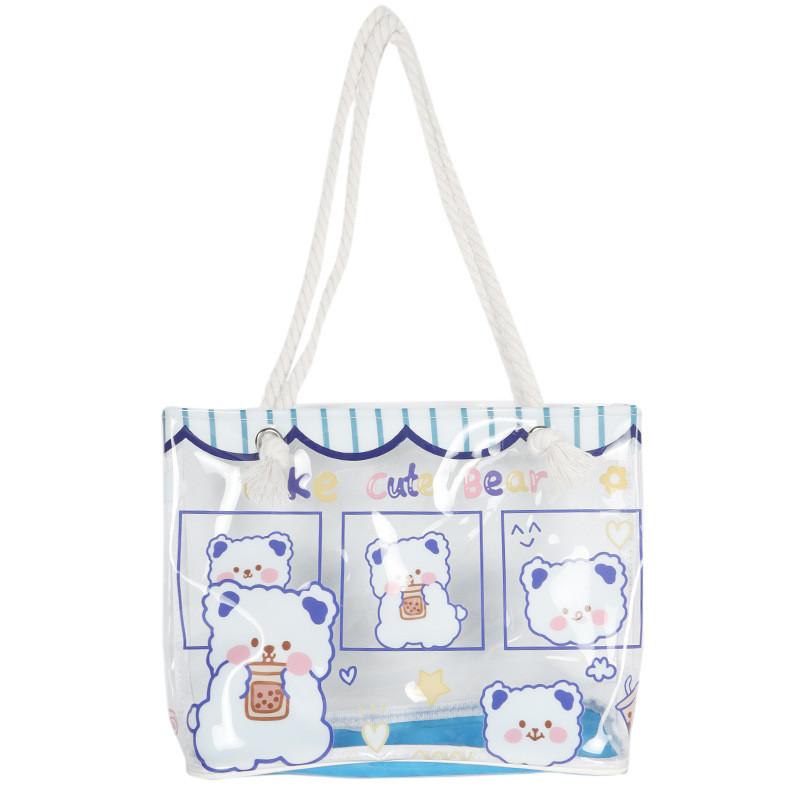 Pvc Jelly Beach Bag With Cartoon Girl Print For Summer Casual Wear