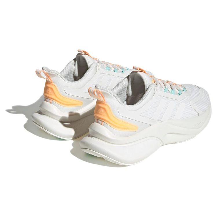 adidas Alphabounce+ Шнуровка Нескользящие Низкие Повседневные Кроссовки для Бега Женские Кроссовки Белый Оранжевый IF6033