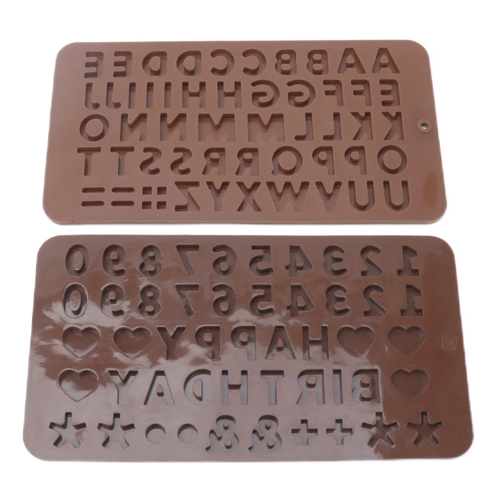 6 Pcs Silicone Letter Mold Reusable Number Chocolate Molds for Birthday Cake Decorations Party