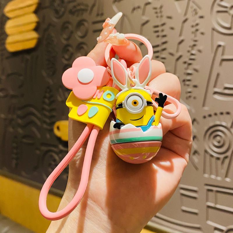 Adorable Cartoon Minion Keychain Silicone Key Ring Cute Gift For Women And Kids