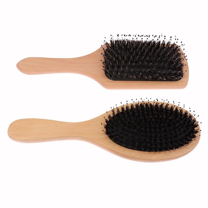 Щетка для волос из щетины кабана, женская деревянная бамбуковая щетка для волос, профессиональная вьющаяся щетка для волос с подушкой безопасности, расческа для волос, инструменты для салона красоты
