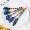 Natural Crystal Broom Black Tourmaline Aura Blaze Blue Feather Shape DIY Sweeper Witchcraft Ornaments